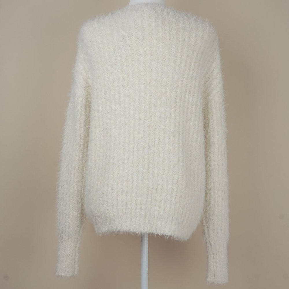Soft Fuzzy Eyelash Knit Sweater in Ivory/cream - Picture 6 of 6